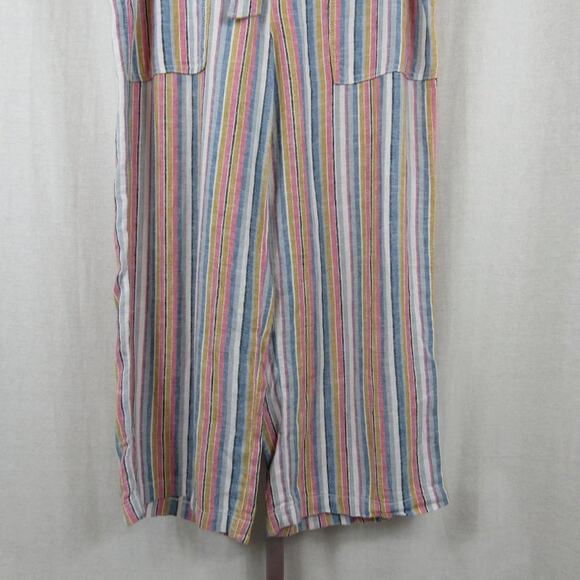 Seven7 Size 4 High Waisted Wide Leg Linen Blend Rainbow Pants Orange Blue White - Picture 3 of 6